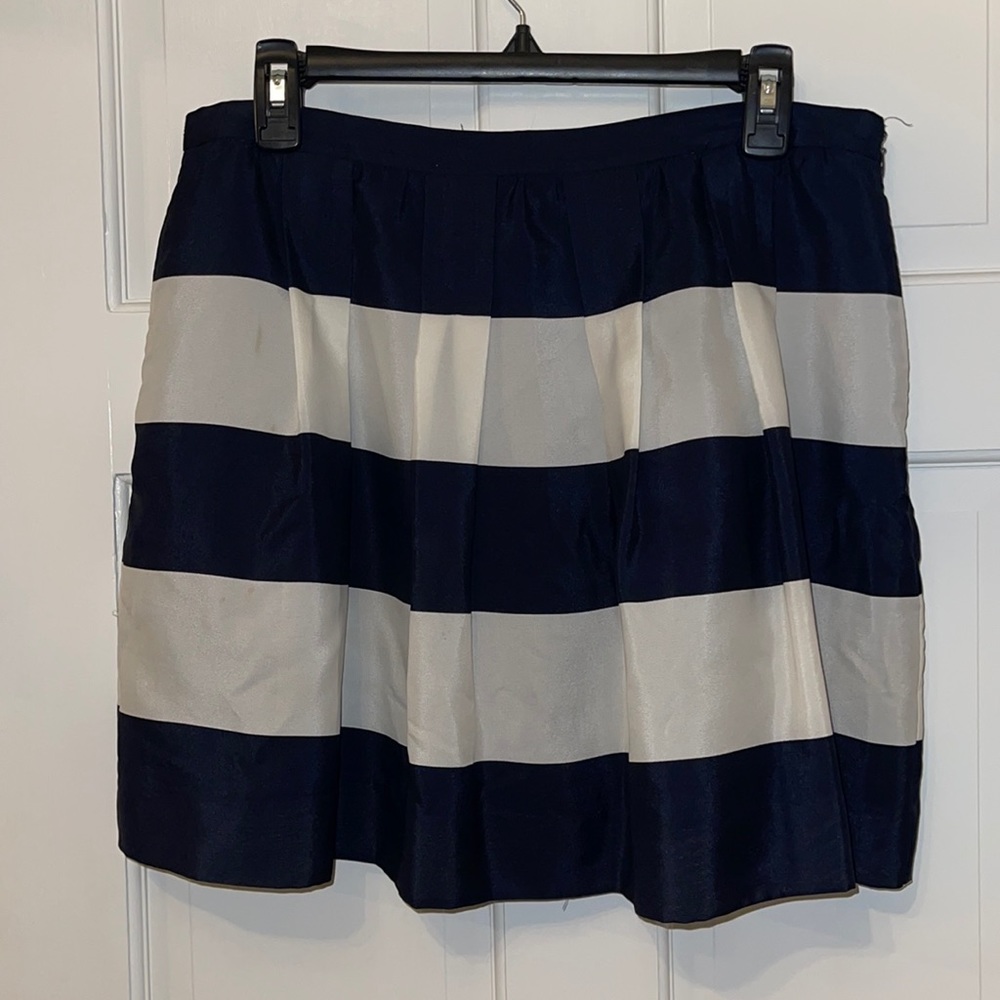 J. Crew Navy and Cream Striped Mini Skirt